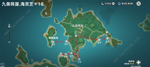 原神4.5海灵芝采集路线图 4.5版本海灵芝采集图示一览图片5