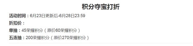 王者荣耀积分夺宝打折多久一次2022