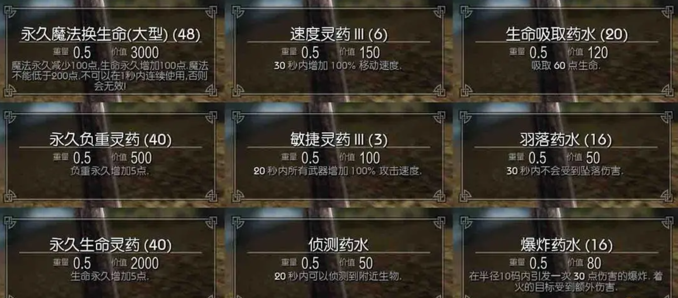 上古卷轴5炼金配方有哪些