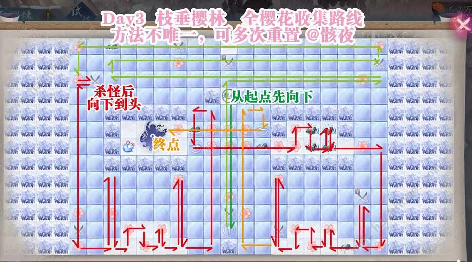 阴阳师枝垂樱林25步通关攻略 枝垂樱林所有樱花宝箱收集路线图一览图片2